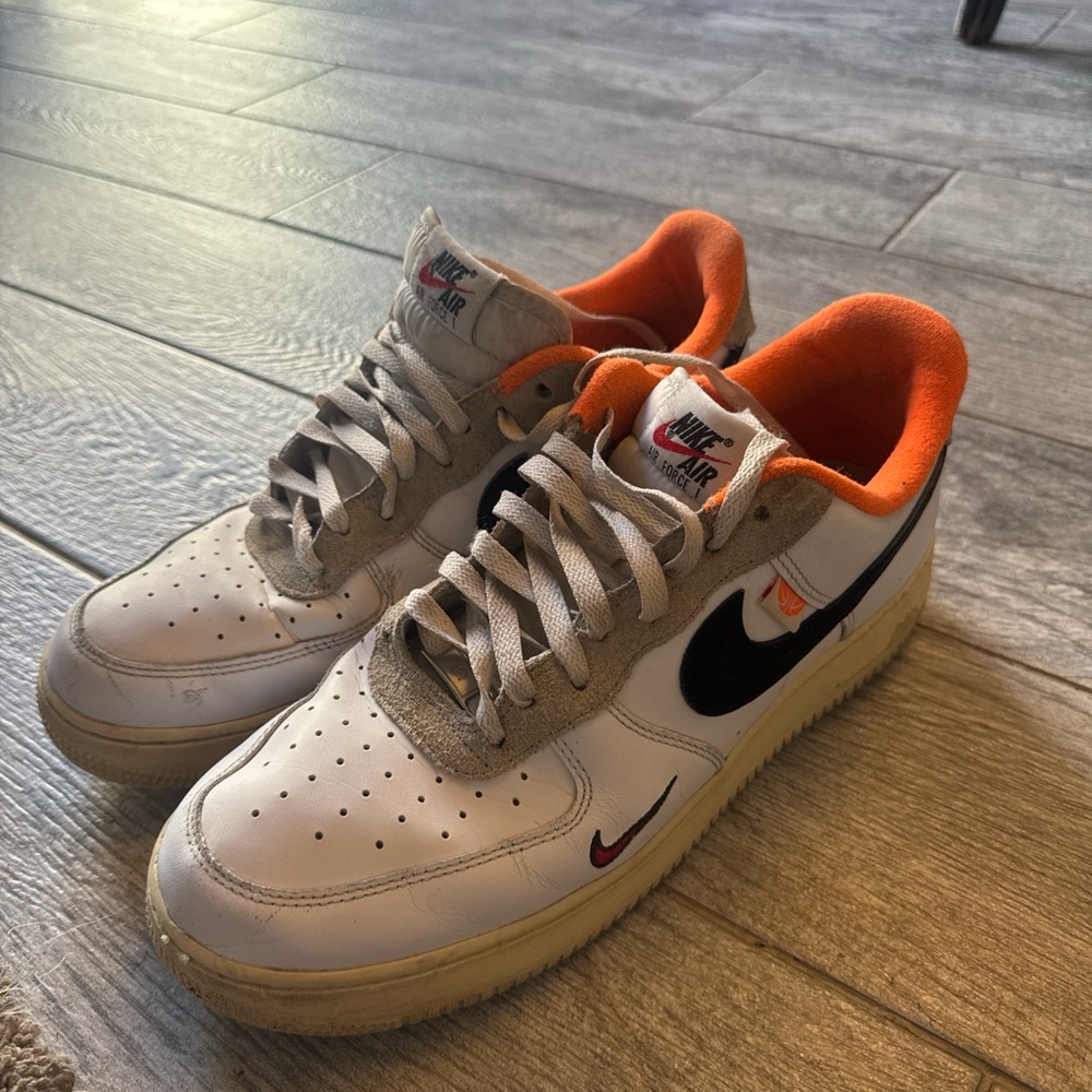 Nike Air Force 1 Hoops White and Orange Sneakers